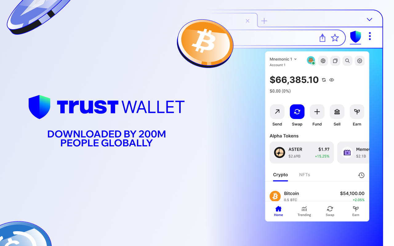 Trust Wallet downloaded by 200M people globally